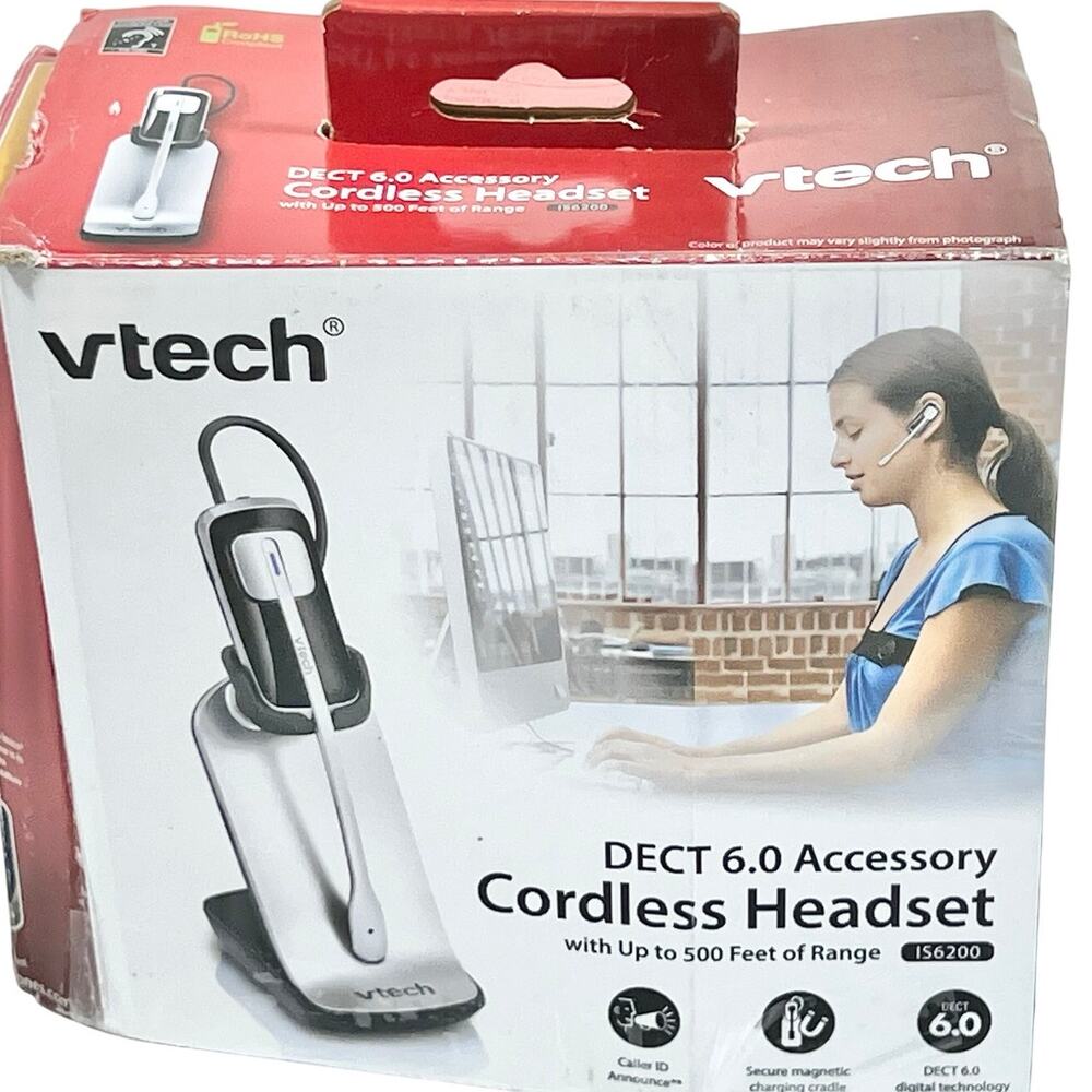 VTech Cordless Headset IS6200 500ft Range Charging Cradle DECT 6.0